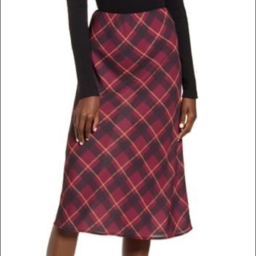 Plaid Midi Slip Skirt